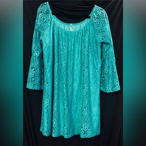 Yahafs Blouse Elegant Teal Lace Women's Top